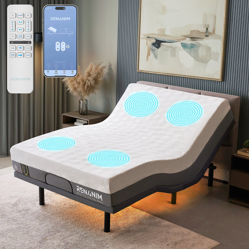 SF Elite Adjustable Bed With 10" Hybrid Mattress Included Massage, Usb, Underbed Light, Wireless Remote & App Control Zero Gravity Bed