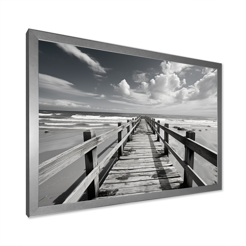 Monochome, promenade en Floride - impression de photos, H 16 po x l 32 po x P 1 po, Cadre simple argenté