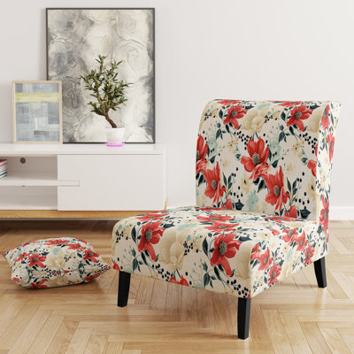 Fauteuil de chambre rembourré rouge et noir Poinsettia Symphony Bliss