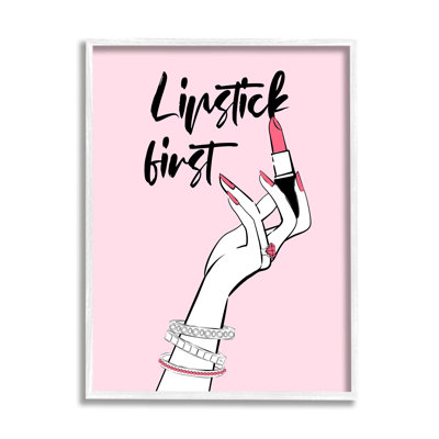 Rouge à lèvres, maquillage, calligraphie, phrase glamour, accessoires de bijoux