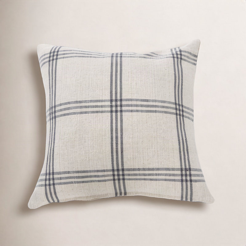 Square Plaid Cotton Pillow Cover, Pillow Cover Only - No Insert