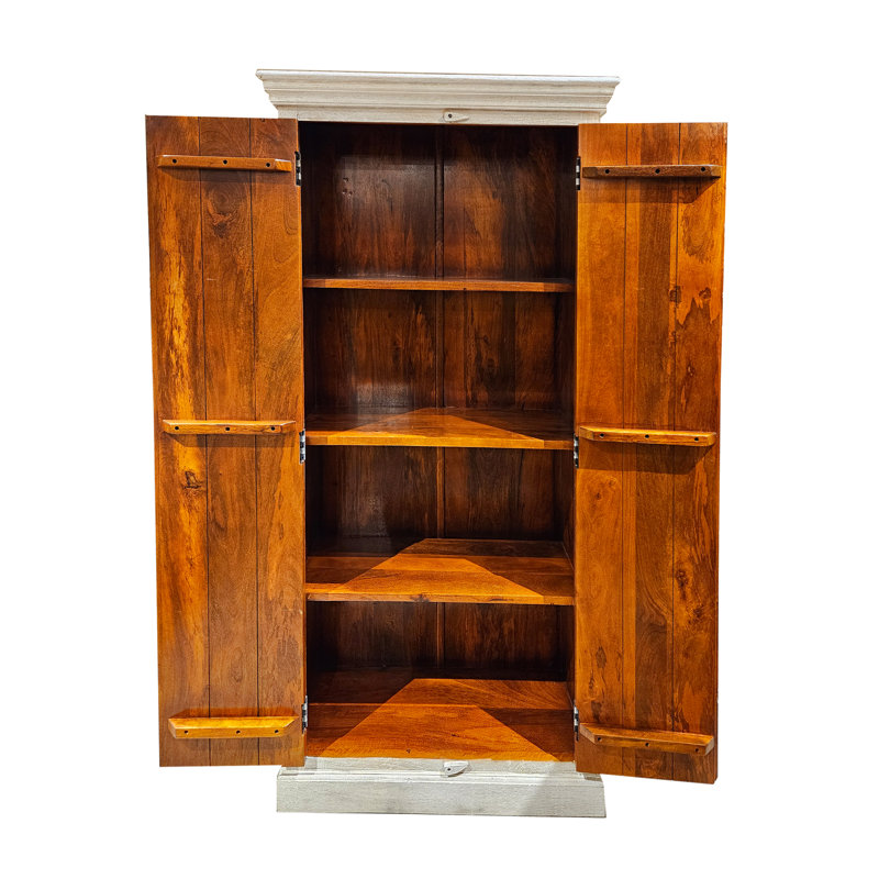 Moonika Solid Wood Peacock Armoire