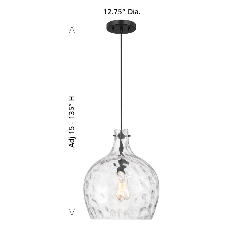 Orjona 1-Light Pendant in Black, Black