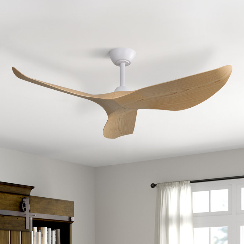 Ventilateur de plafond à hélice l 52 po Kemp, Blanc / bois noueux