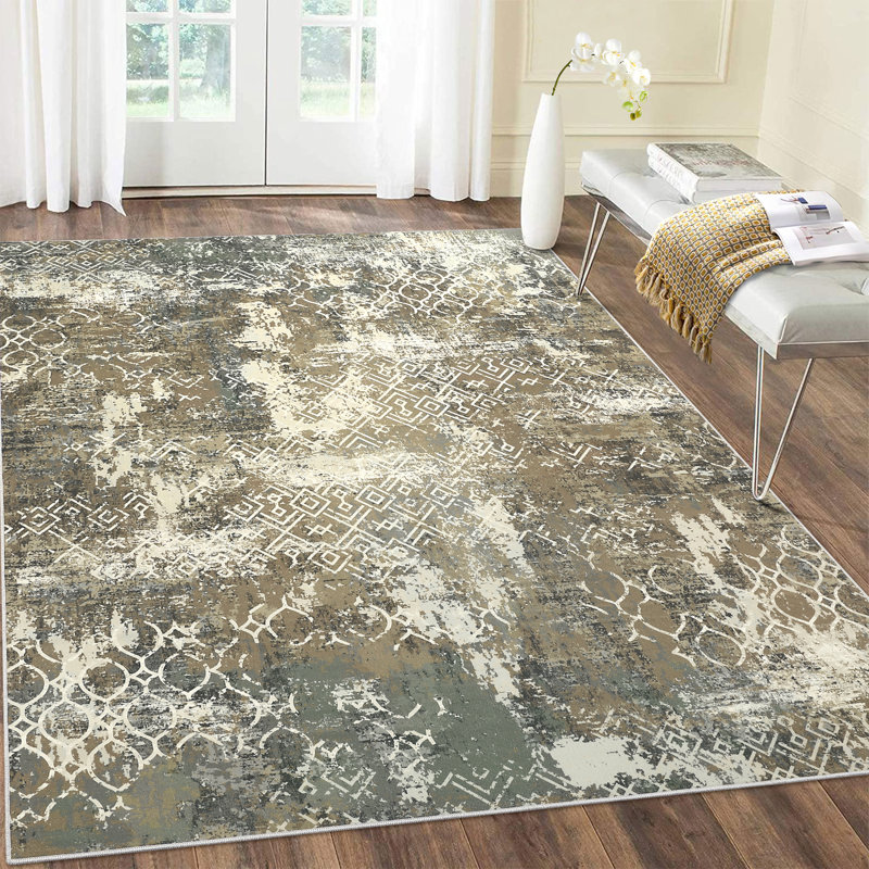 Tapis lavables modernes abstraits, tapis doux pour le salon et la chambre à coucher, Rectangle 8 pi x 10 pi