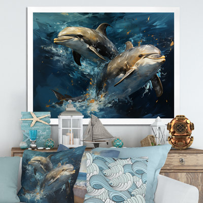 Dauphins dansants bleus III - animaux, art des dauphins