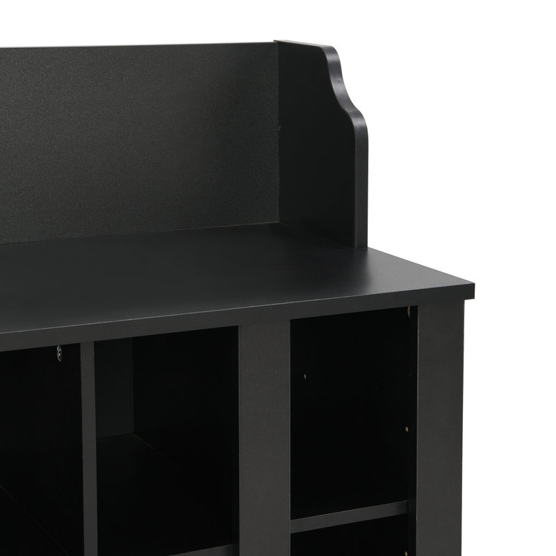 Banc de rangement pour chaussures avec tablettes et 4 crochets ON-TREND, Noir