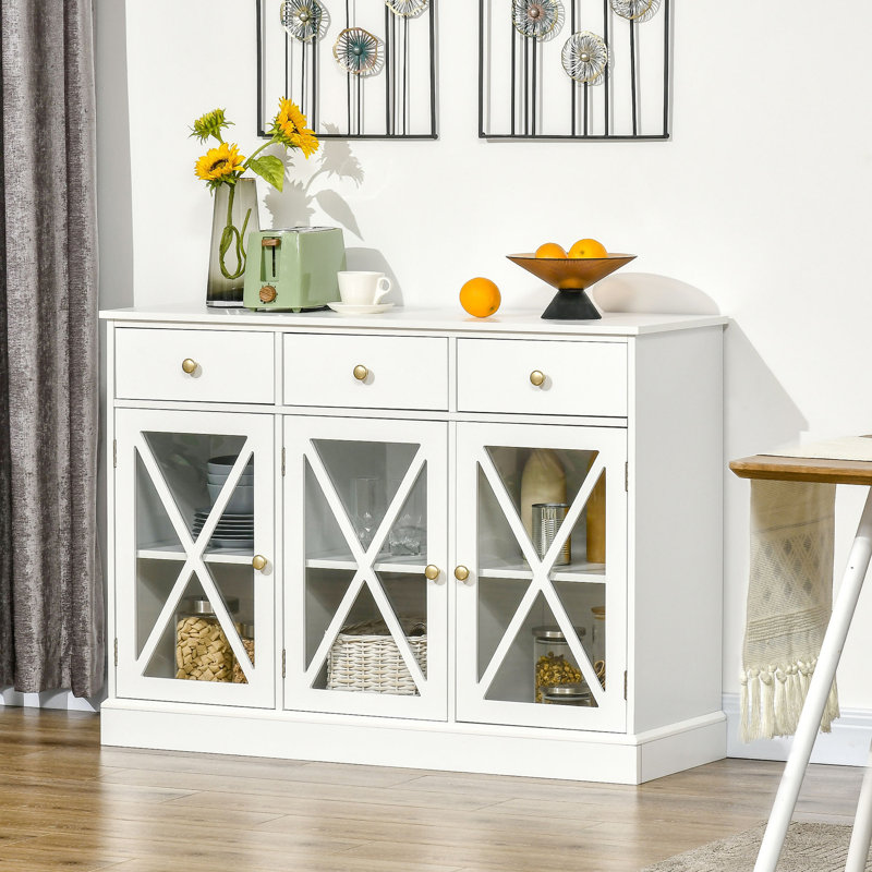 Armoire-buffet de style maison de campagne 45 po avec crédence et 3 tiroirs HOMcom, blanc