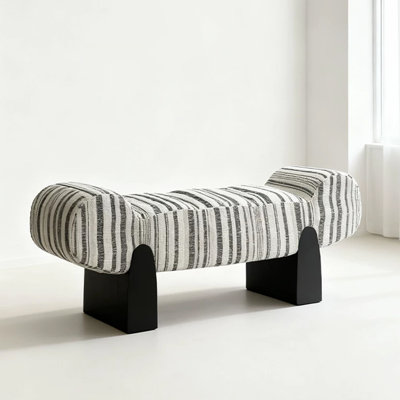 Black Solid Wood Upholstered Bench