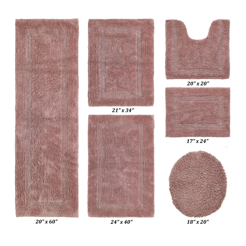 Ensemble de tapis pour salle de bain 6 pièces Lux Premium 2370 GSM, Rose