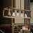32" Walnut Industrial Farmhouse Rectangle Pendant Light, 5-Light Chandelier for Dining Room, Kitchen Island, Cafe Decor