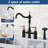 Double Handle Bridge Kitchen Faucet With Faucet-side Sprayer In Black And Gold-125999855