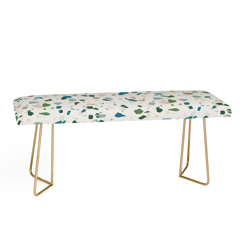 Rudd Upholstered Bench, Green/Ivory/Gray/Abstract