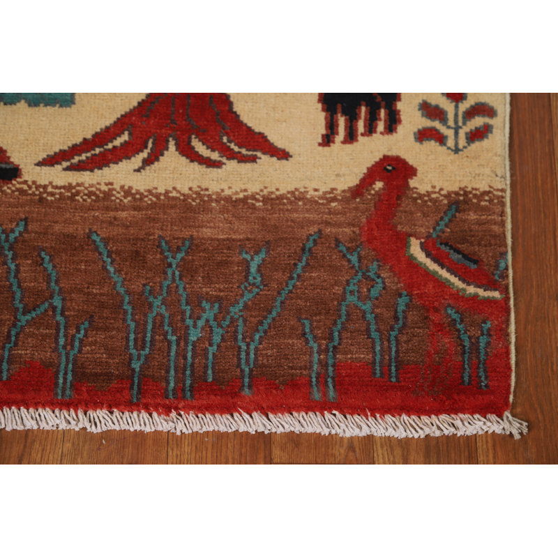 Tapis décoratif à motif d'animaux Kazak 2 x 3