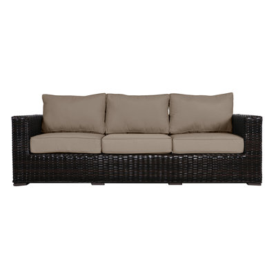 Woodham 91'' Wide Wicker Patio Sofa with Cushions