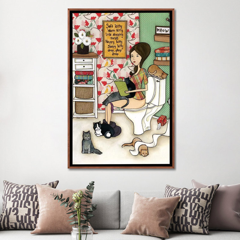 Petite Tourse tombant de Jamie Morath-impression, H 60 po x l 40po x P 1,5 po, Toile classique avec cadre brun, Pas de tapis