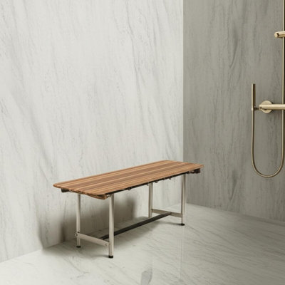 Banc de douche 18 po x 34 po en teck brun