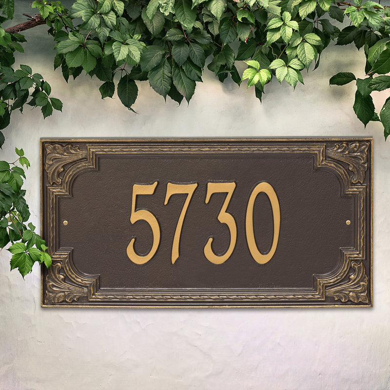 Plaque d'adresse murale 1 ligne Signature Series, Bronze, Doré, Oui