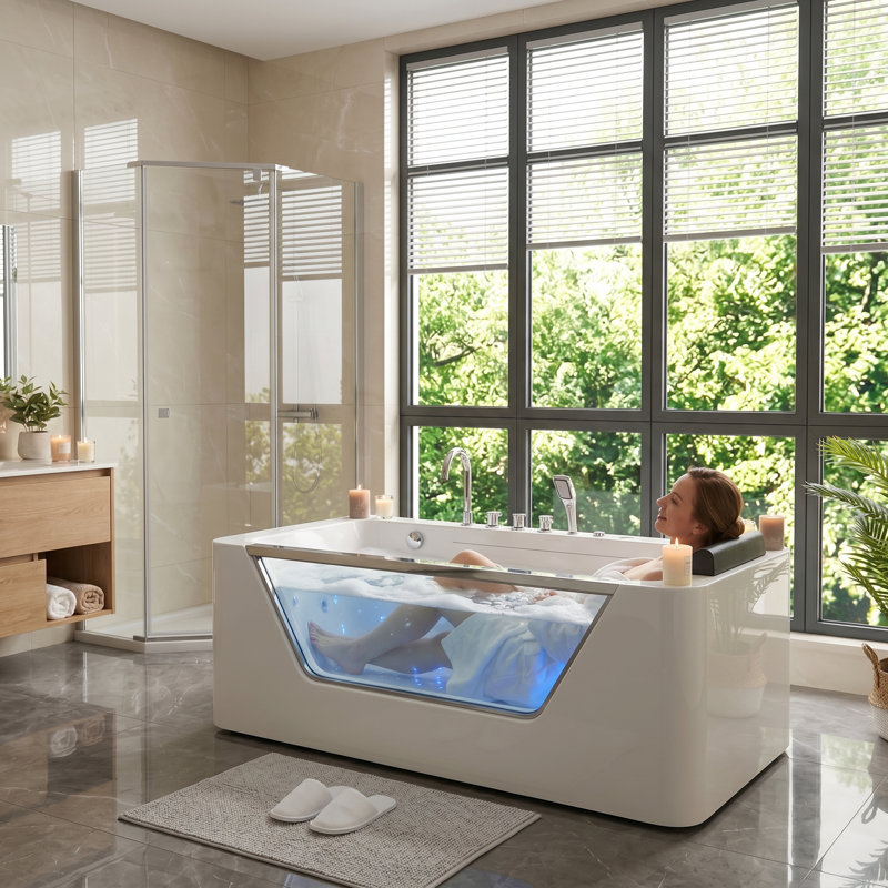 Baignoire tourbillon autoportante 67 po avec 7 jets d'hydrothérapie