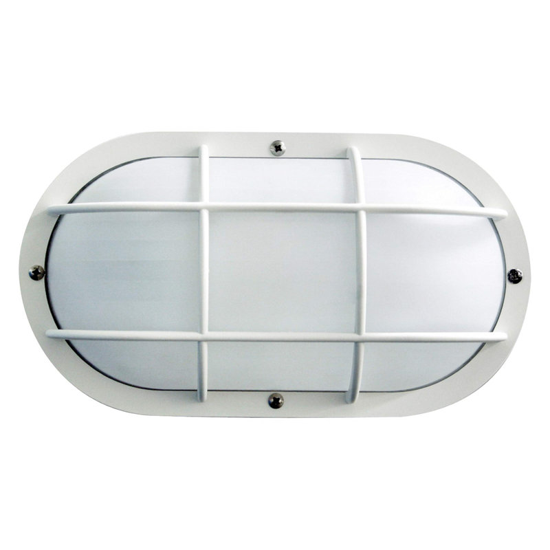Solus Nautical Oblong Wall Mount Fixture with Grid-Style Diffuser Cage, 4000K, White