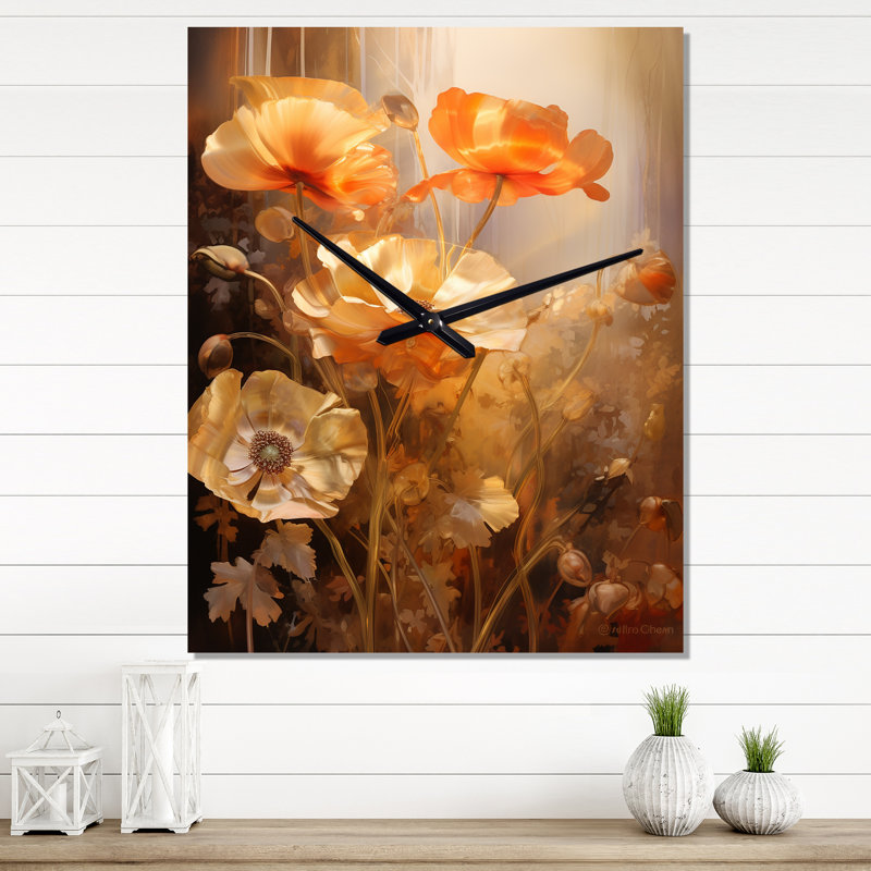 Horloge murale Dorottya - Coquelicots, Très grand