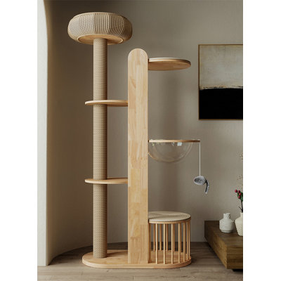 Arbre à chat 74,8 po en bois massif brun standard