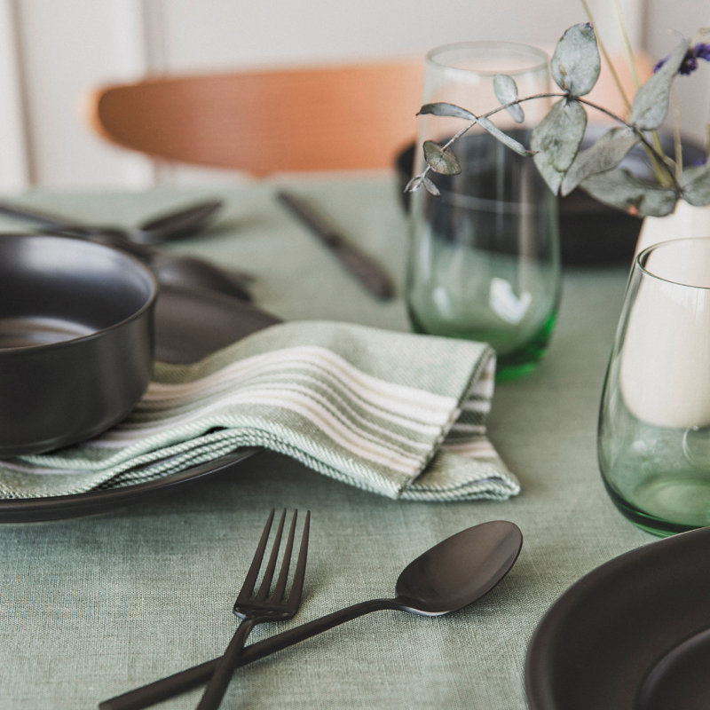 over&back Woven Striped Cloth Napkins, Green