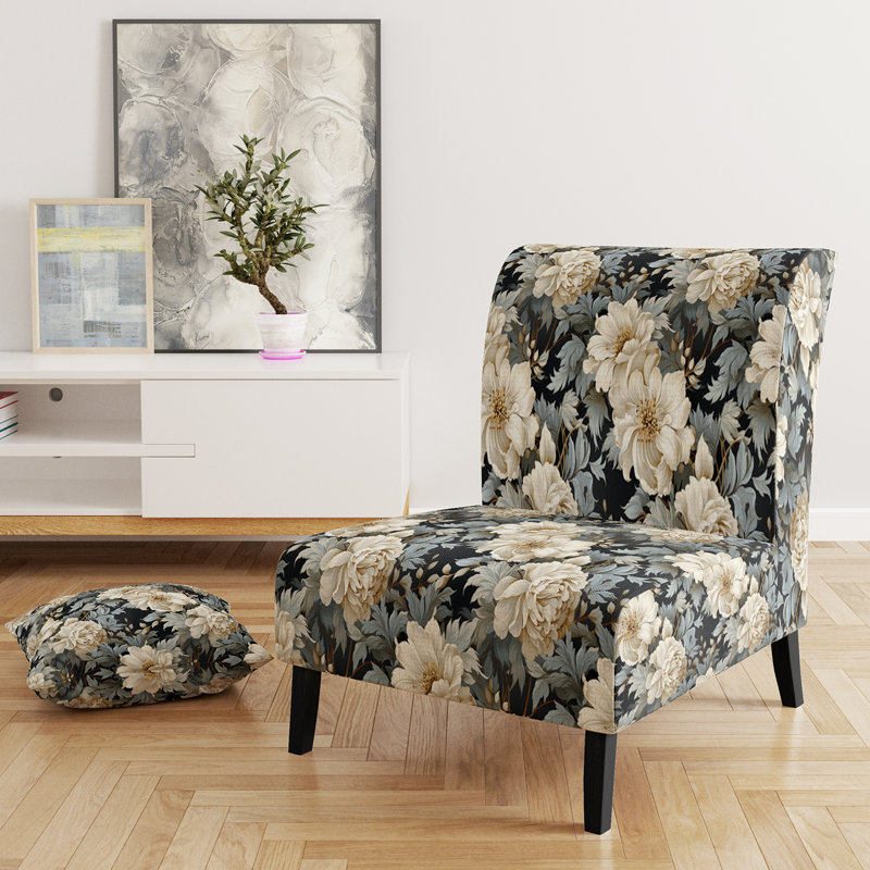 Rustic Victorian Brocade Victorian Motif - Chaise d'appoint de chalet rembourrée à motif floral
