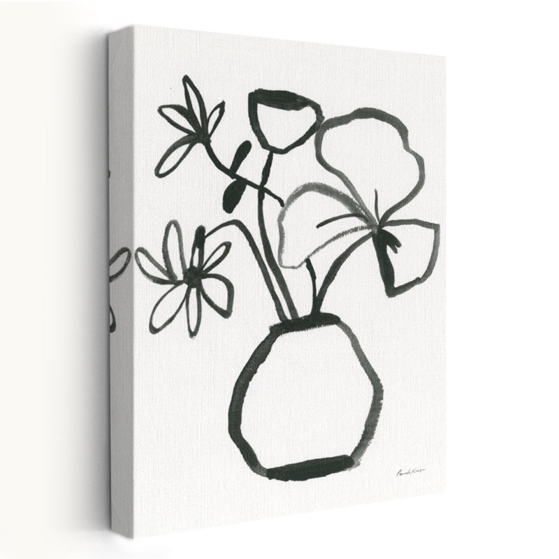 Dessin floral II - Bouquet noir dessin de bouquets de fleurs, H 60 po x l 40 po