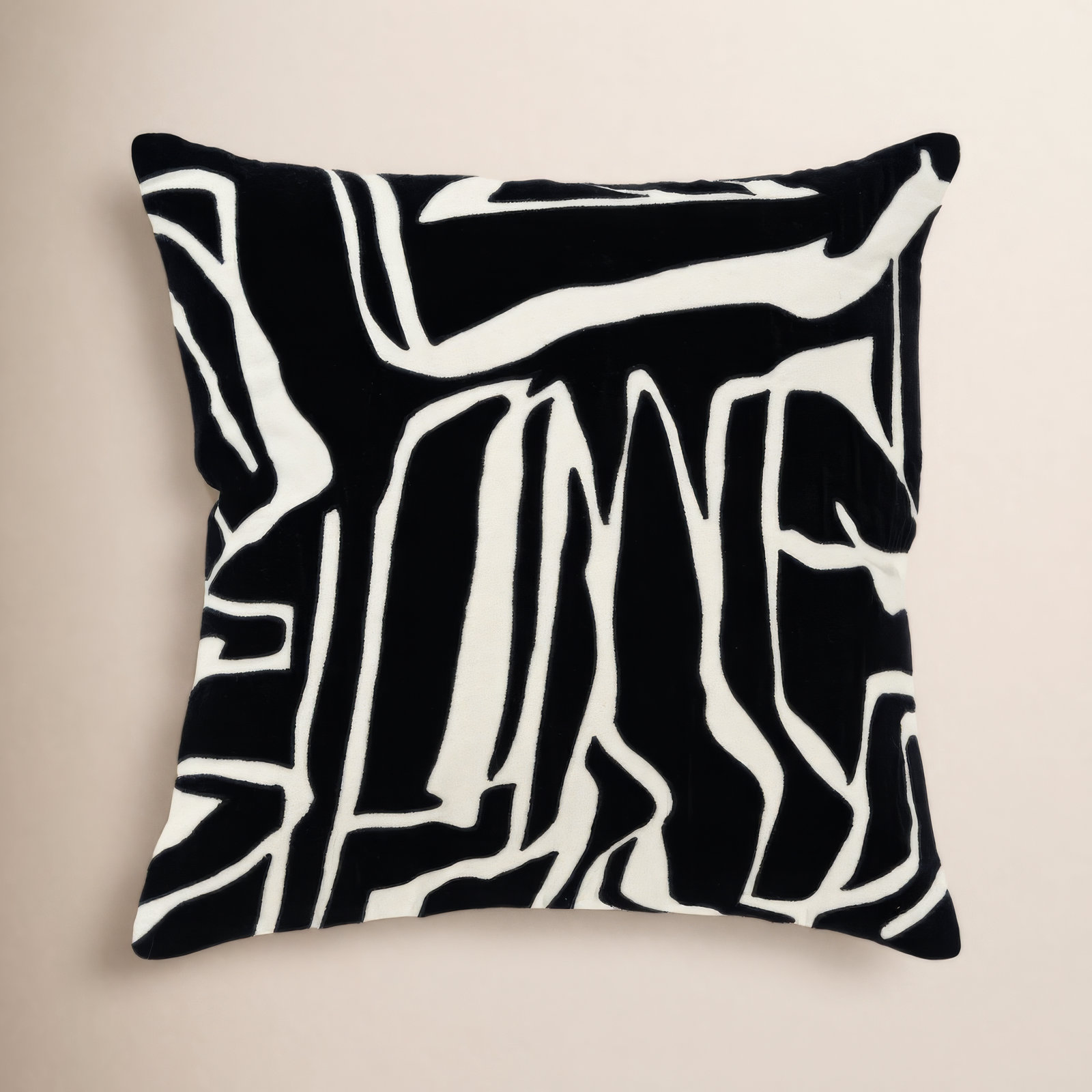 Haslet 20" x 20" Cotton Throw Pillow, Ivory/Black