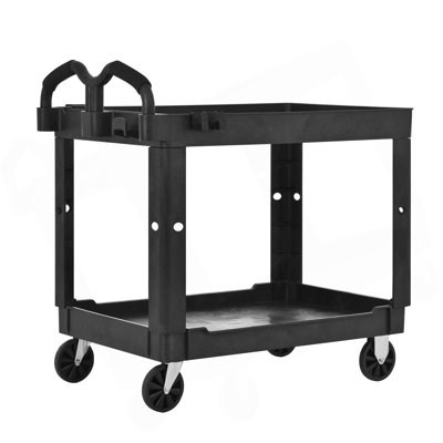 New Type Large And Heavy Duty Tray Top Service Cart With Wheels, Multipurpose Use For Indoor And Outdoor,Total Capacity Of 550 Lbs,With 5-Inch Non-Mar