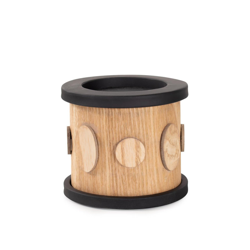 Robin Baron Winfield Wooden Candle Holder- Medium, 3.5" H x 4" W x 4" D
