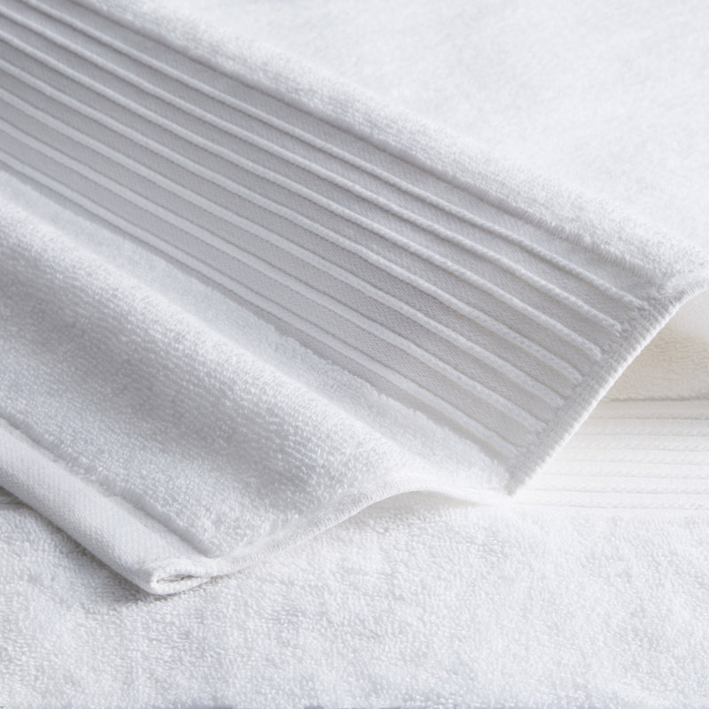 TOWN & COUNTRY EVERYDAY 4-Piece Solid Dobby Border Washcloth Set, 13x13-Inch, 100% Cotton, White