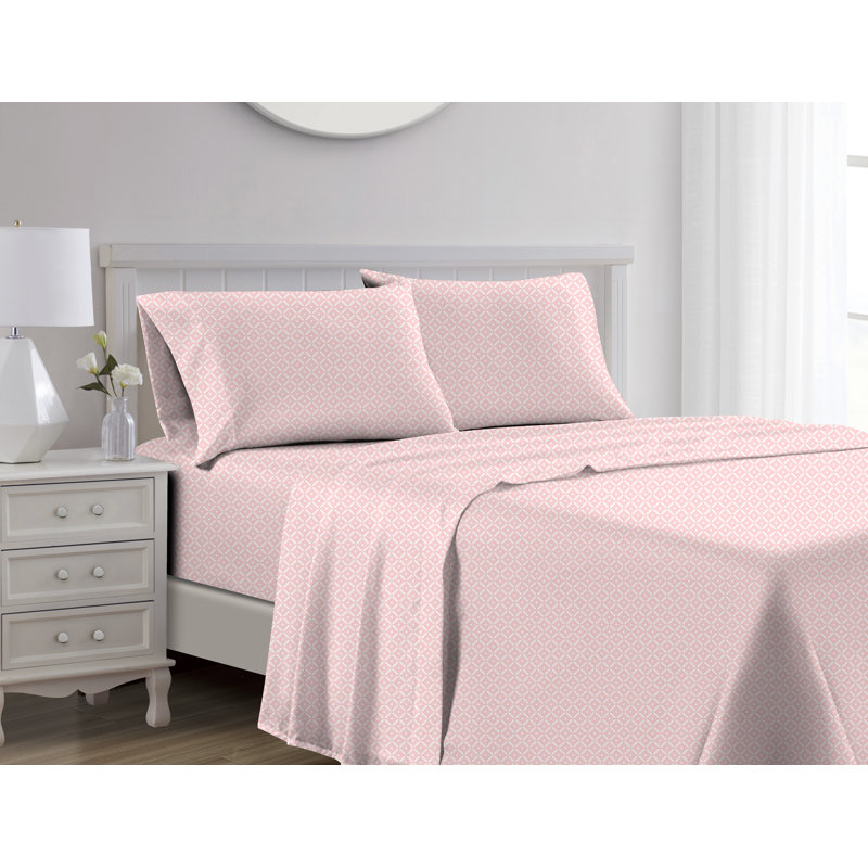 Cotton Blend Graphic Print Sheet Set, Twin Sheet Set + 1 Fitted Sheet + 1 Pillowcase