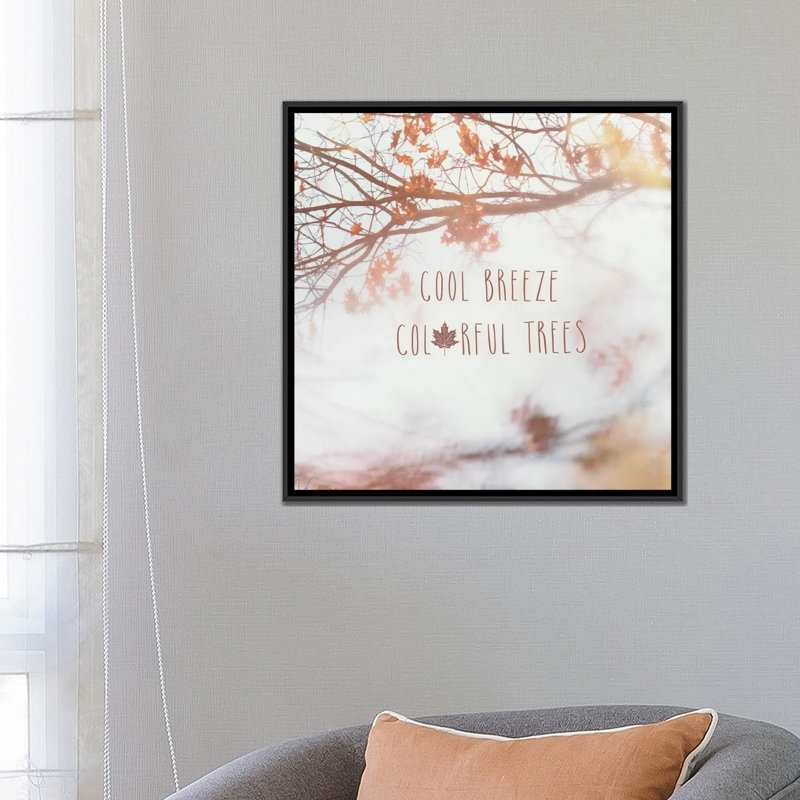 « automne calling ii », art textuel sur toile tendue, H 18 po x l 18 po x P 1,5 po, Toile encadrée noire, Pas de tapis