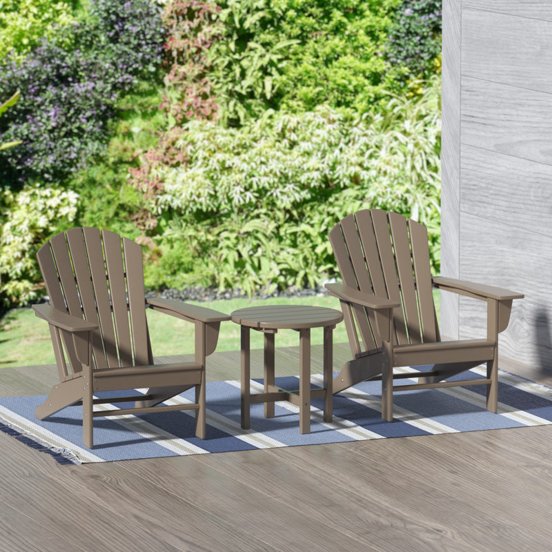 Chaise Adirondack en plastique avec table Altura, Bois vieilli