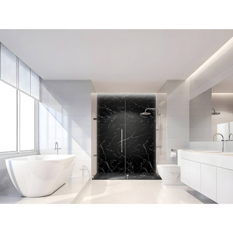 Dekor Rectangle Black Marble Effect Shower Tray - Multiple Sizes, 25mm H x 800mm W x 1200mm D