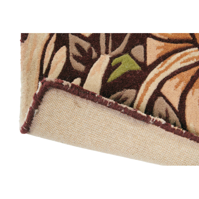 Hand Tufted Wool Floral Area Rug in Brown, Rectangle 6'7" x 9'2"
