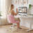 Low-Back Vanity Chair with Wheels – Adjustable Height Task Chair, Soft Upholstered Swivel Chair for Bedroom & Home Office-129532012
