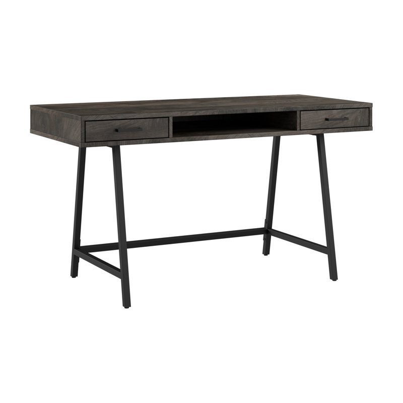 Bureau d'écriture Lachone, Hickory gris foncé / noir