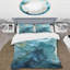 Ensemble de housse de couette Aqua Blue and White Serenity Swirl IV - Abstract Spirals-107147344