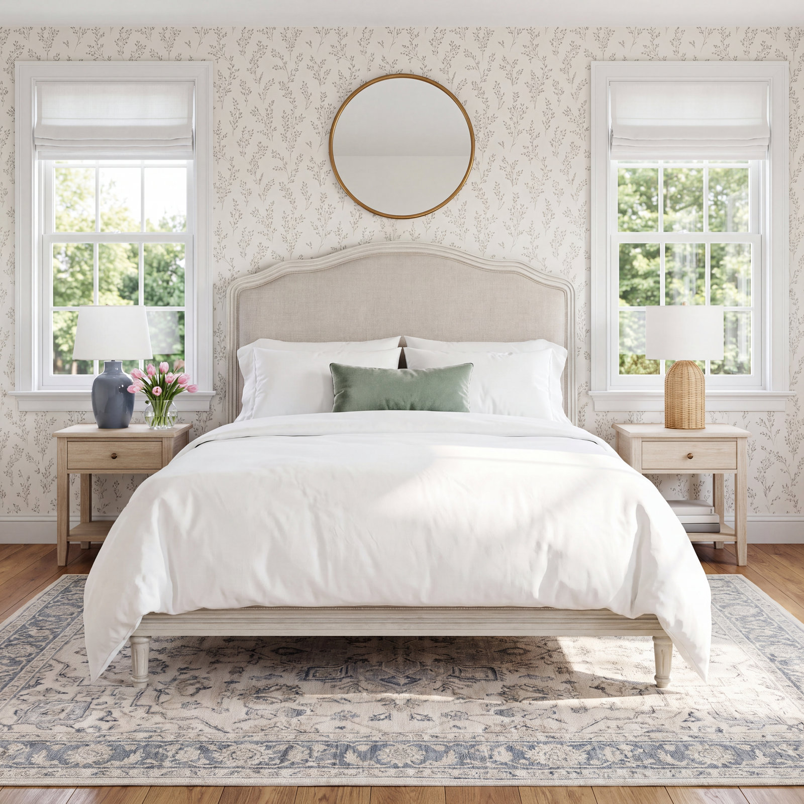 Watson Upholstered Bed, King, Cream