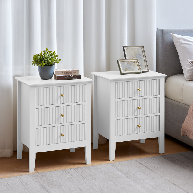 48cm W Solid + Manufactured Wood Bedside Table