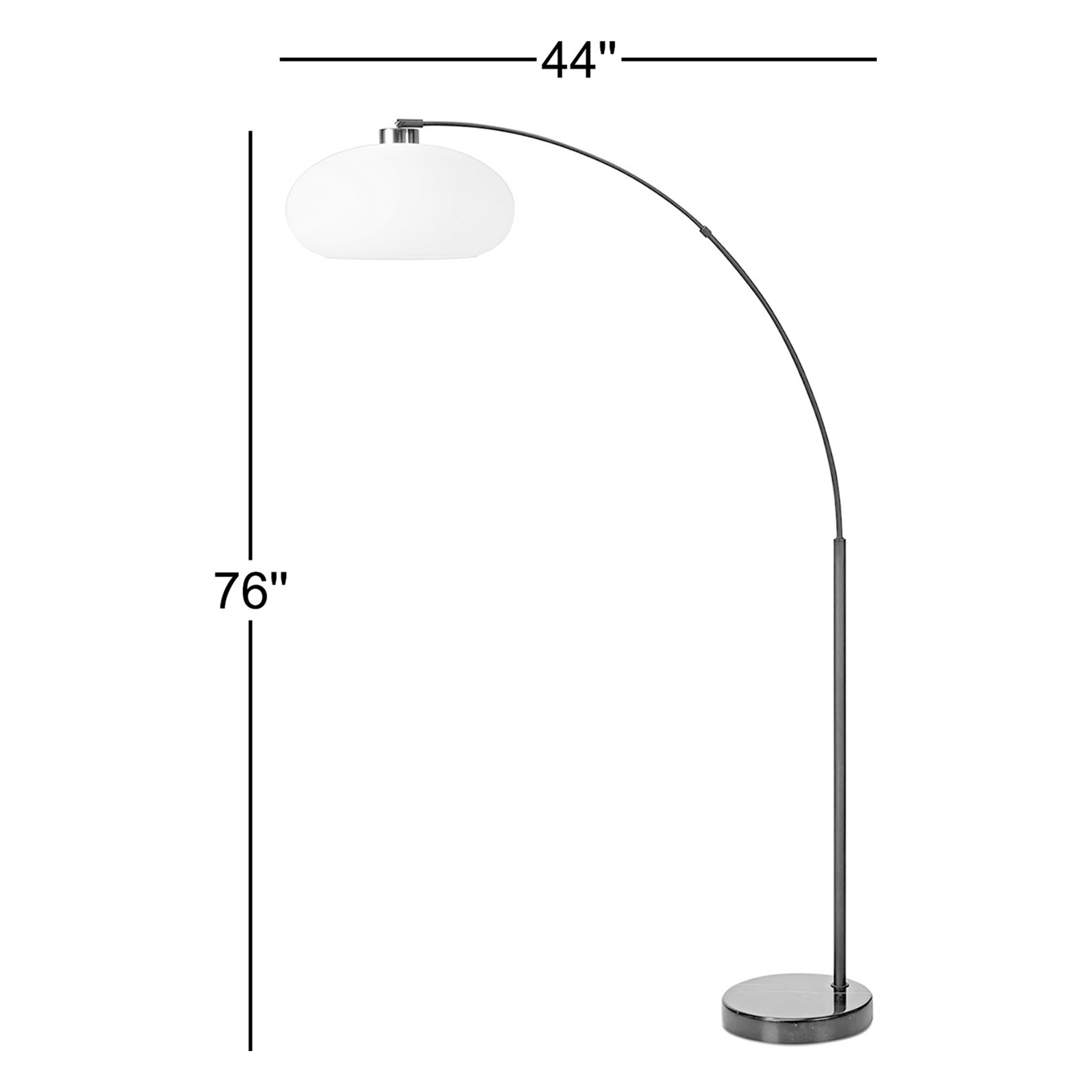 Morelli Simple Arc Floor Lamp - Weathered Brass, Matte Black, Marble Base, Dimmer Switch