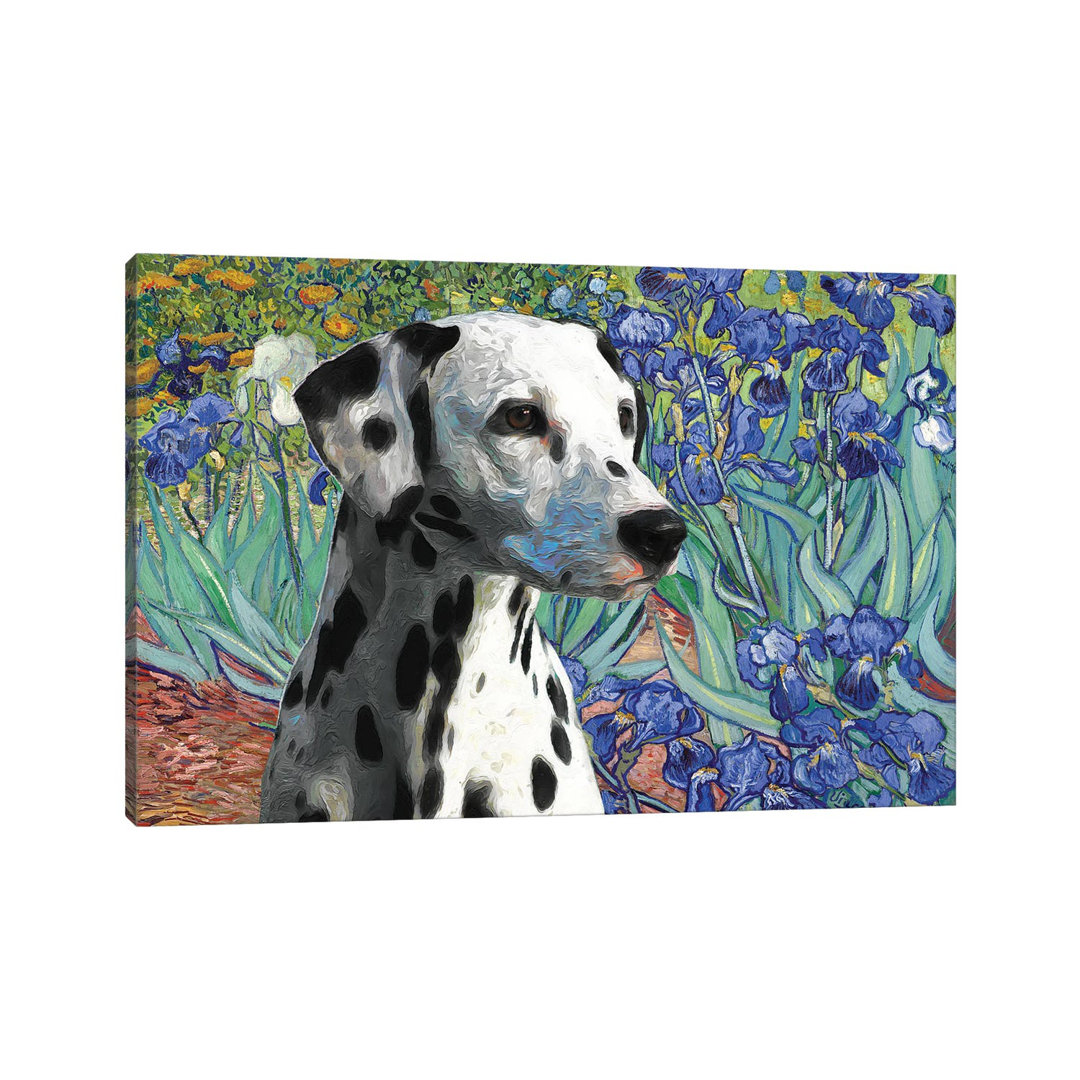 Dalmatian Dog Irises by Nobility Dogs - Wrapped Canvas Art Prints
