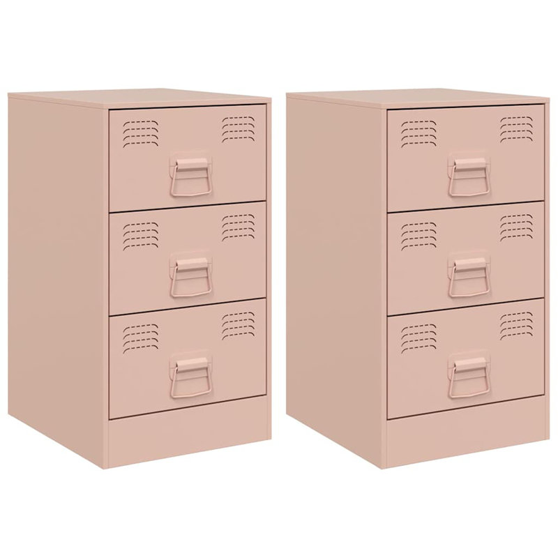 Raineri 34.5cm W Steel Bedside Table, Pink, Set of 2