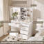 100cm Wide Dressing Table with Sliding 3-Colour LED Mirror & Hidden Storage, 5-Drawer Vanity & Stool-1285644759