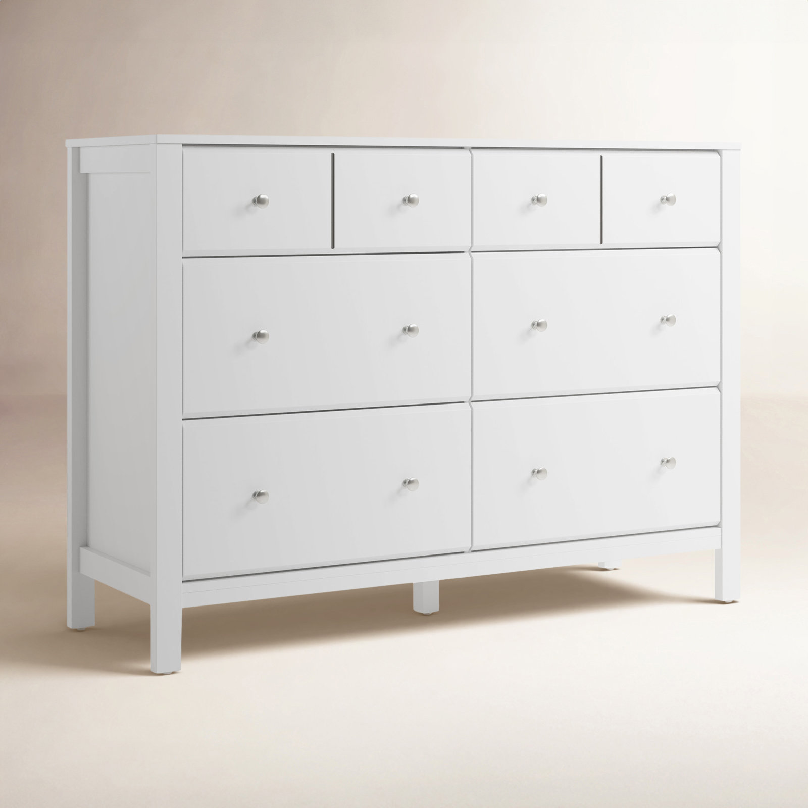 Horizon 6-Drawer Double Dresser, White