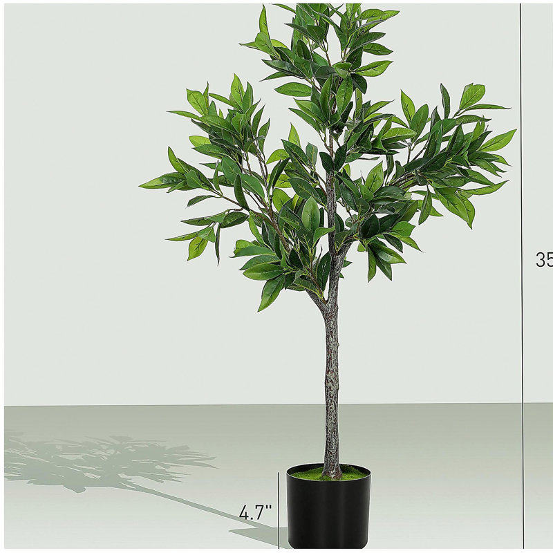 Fausse plante en pot, arbre artificiel réaliste Laurel, vert