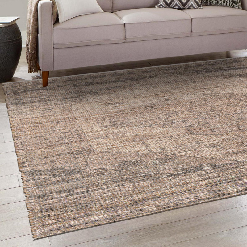 Tapis naturel / brun clair tissé à la main Watkin, Carré 7 pi 10 po